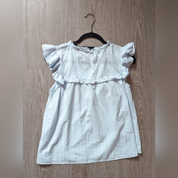 LC Lauren Conrad Light Blue Striped Blouse Size Small EUC - Picture 4 of 4